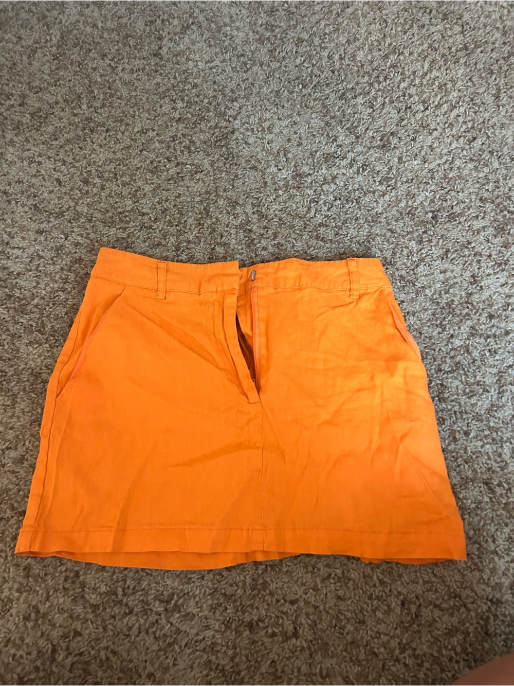 Forever 21 Orange Mini Skirt with Front Zip
